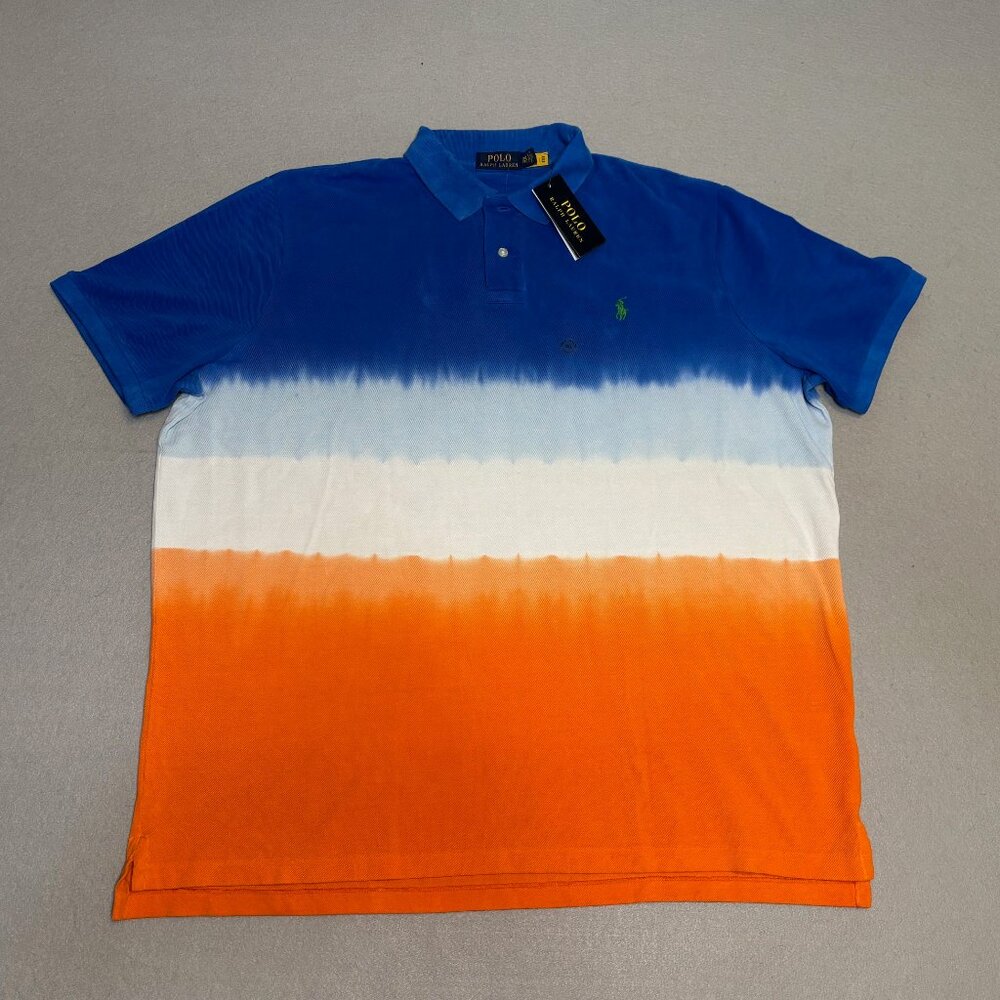 Polo Ralph Lauren Men’s XXL Polo Shirt Tie Dye Blue Orange White 2XL Classic Fit